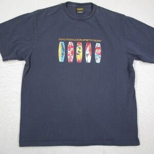 Nautica Competition Mens T-Shirt Large Navy Blue Surfboard Graphic Tee Y2K